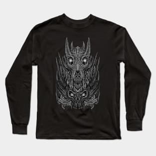 Skull red eyes 3 black and white Long Sleeve T-Shirt